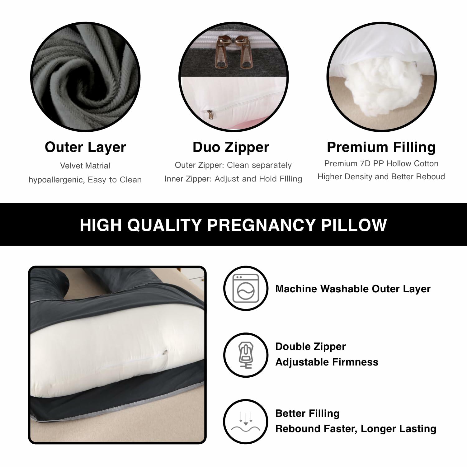 ALLOPERA Pregnancy Pillow, Full Body 57 Inch Maternity Pillow with Removable