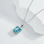 GIGAJEWE Blue Green Color Moissanite Necklace 18K White Gold Plated 925 Silver
