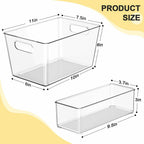 Joymeezo Set of 8 Clear Plastic Storage Bins, 6 Large +2 Small Pantry Organizers