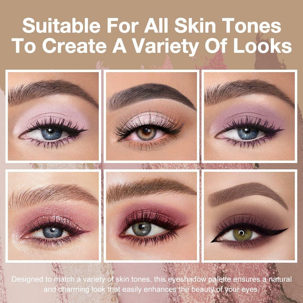 evpct 6 Colors Pink Eyeshadow Palette, Nude Pink Plum Mauve Champagne Rose