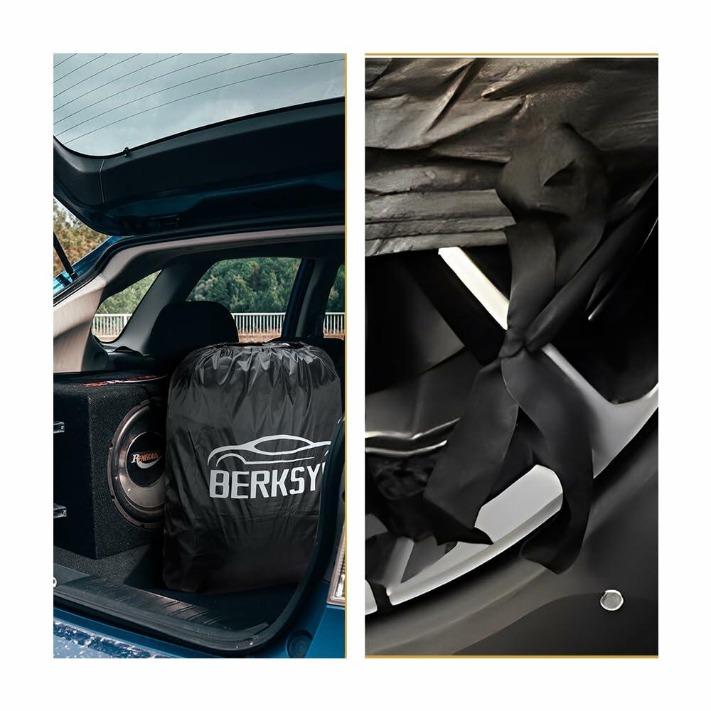 Fluorescent Strip Design 6 Layers Waterproof Car Cover Compatible for Mercedes
