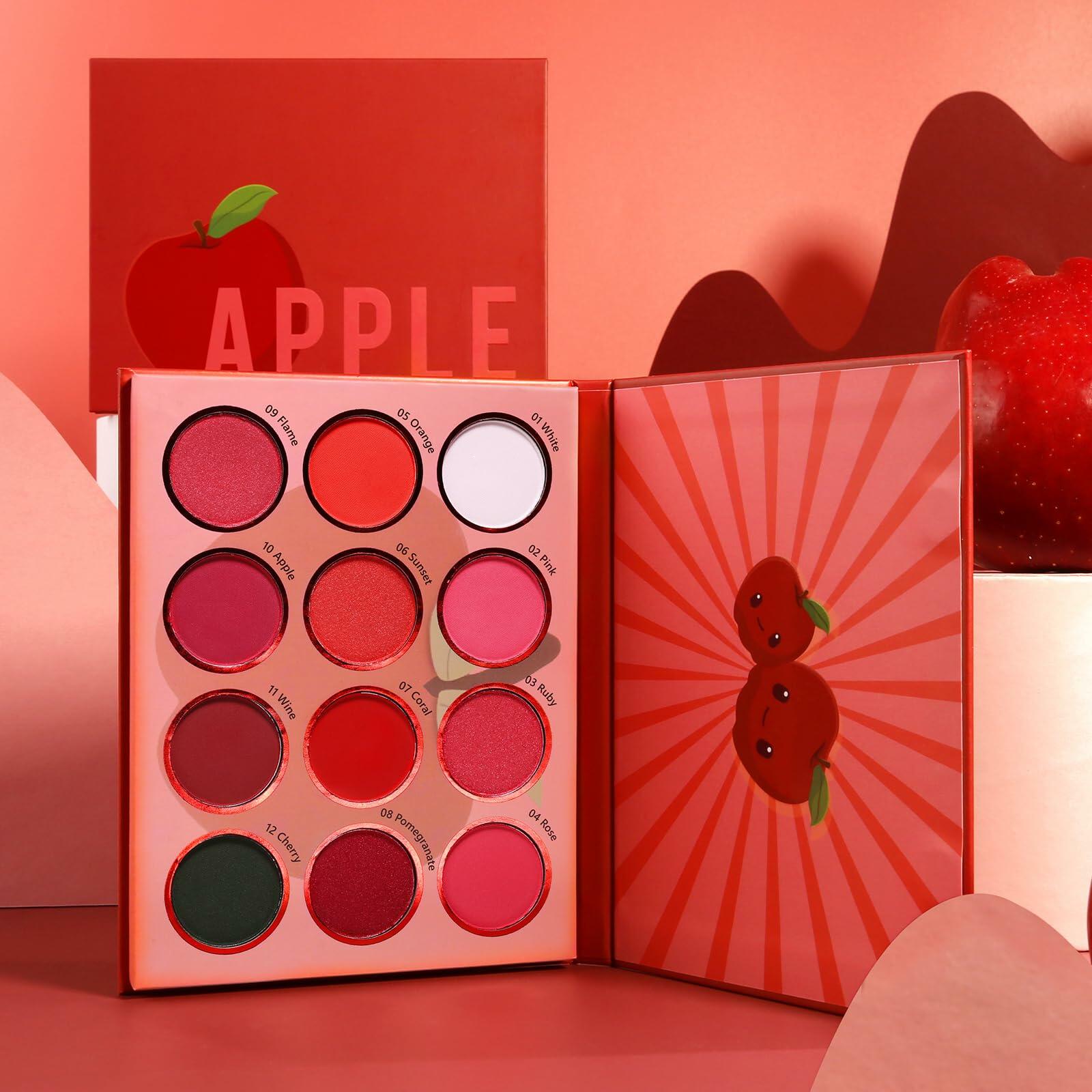 Red Eyeshadow Palette, 12 Colors Matte Shimmer Highly Pigmented Red Goth Makeup