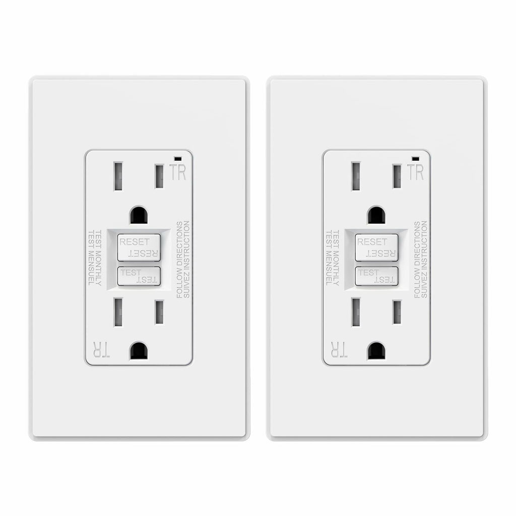 2 PACK ELEGRP GFCI Outlet 15 Amp, Self-Test GFI Electrical Outlet with Thinner