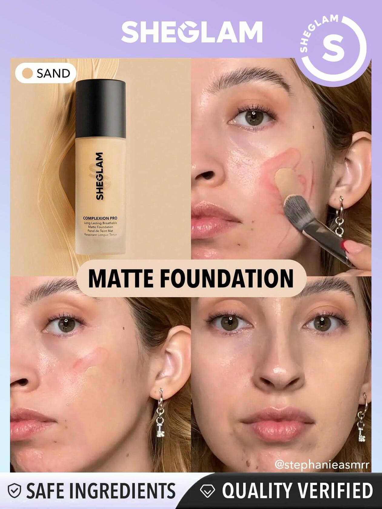 SHEGLAM Full Coverage Foundation Makeup Long Lasting Waterproof Matte Dewy