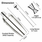 Ohtomber 24OZ Cocktail Shaker Set - Cocktail Bar Martini Drink Shaker Set with
