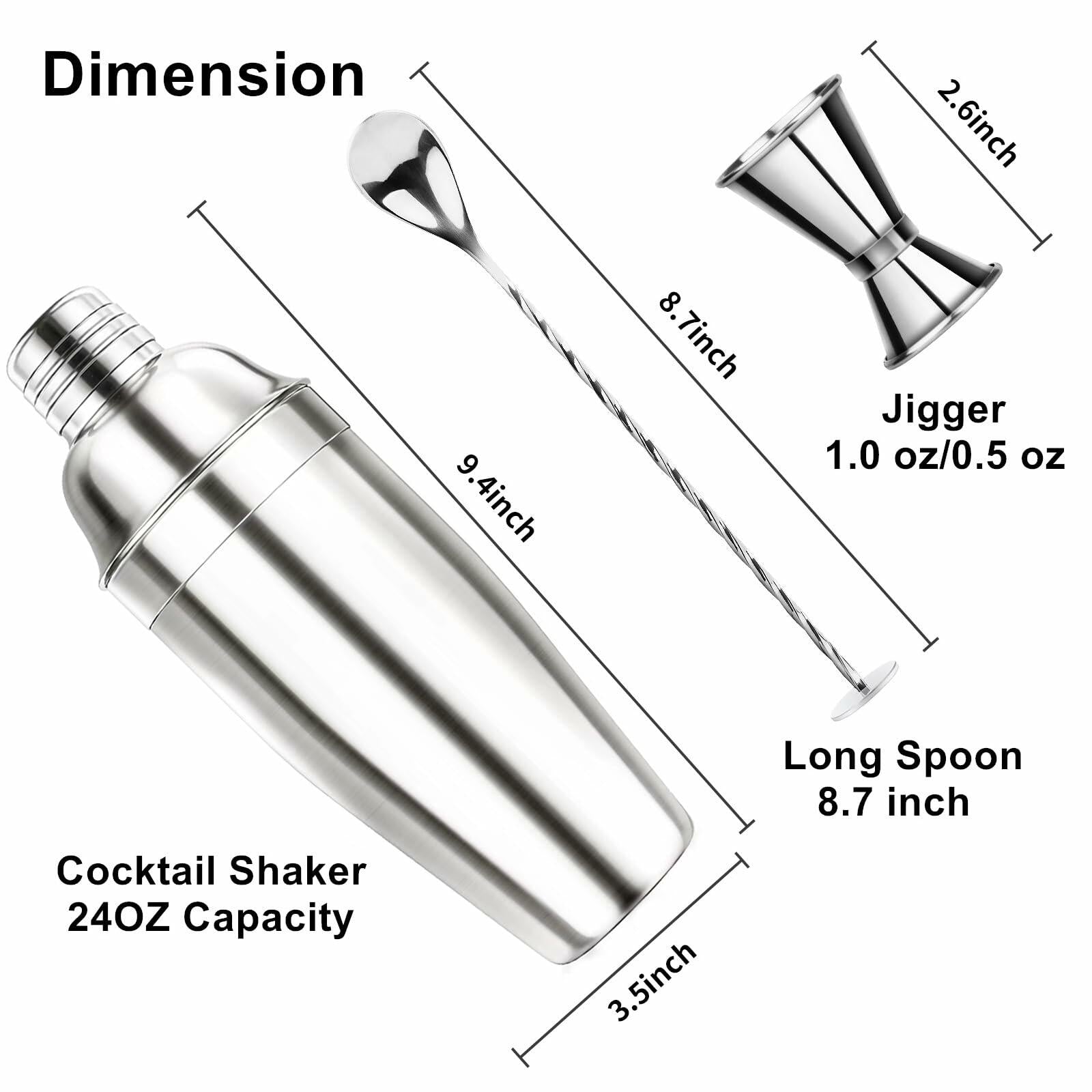 Ohtomber 24OZ Cocktail Shaker Set - Cocktail Bar Martini Drink Shaker Set with