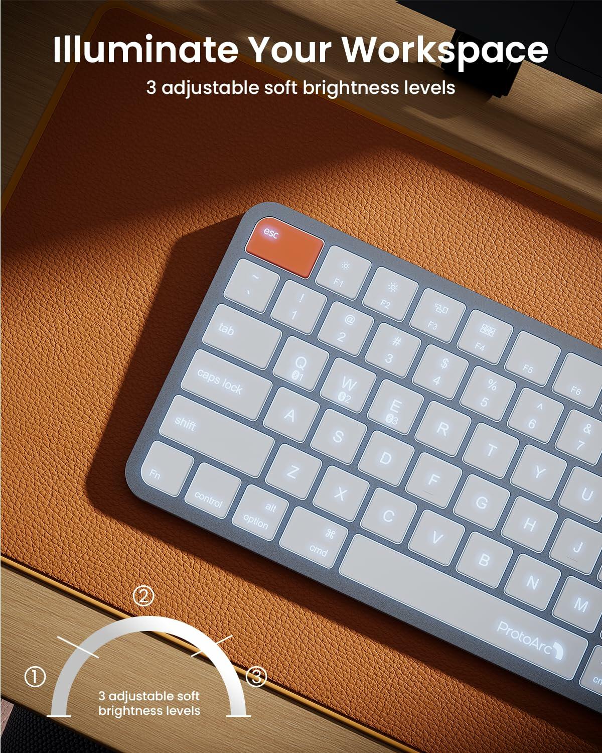 ProtoArc Bluetooth Keyboard for iPad, K90-A Backlit Compact Wireless Keyboard