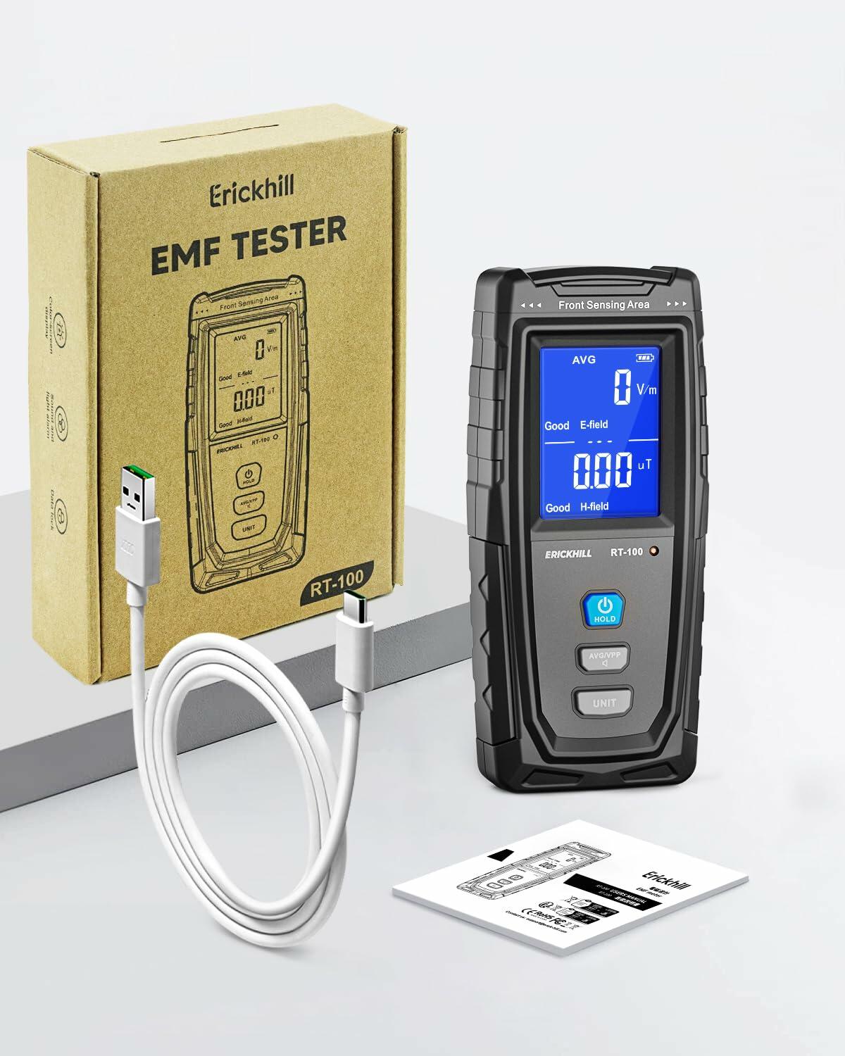 ERICKHILL EMF Meter, Detects Electric and Magnetic Fields, Handheld Digital EMF
