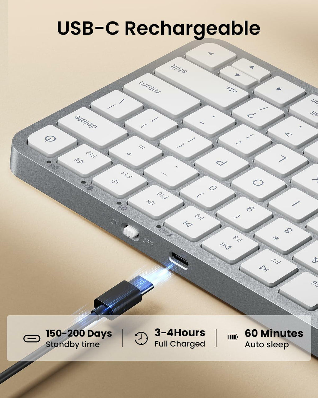 ProtoArc Bluetooth Keyboard for iPad, K90-A Backlit Compact Wireless Keyboard