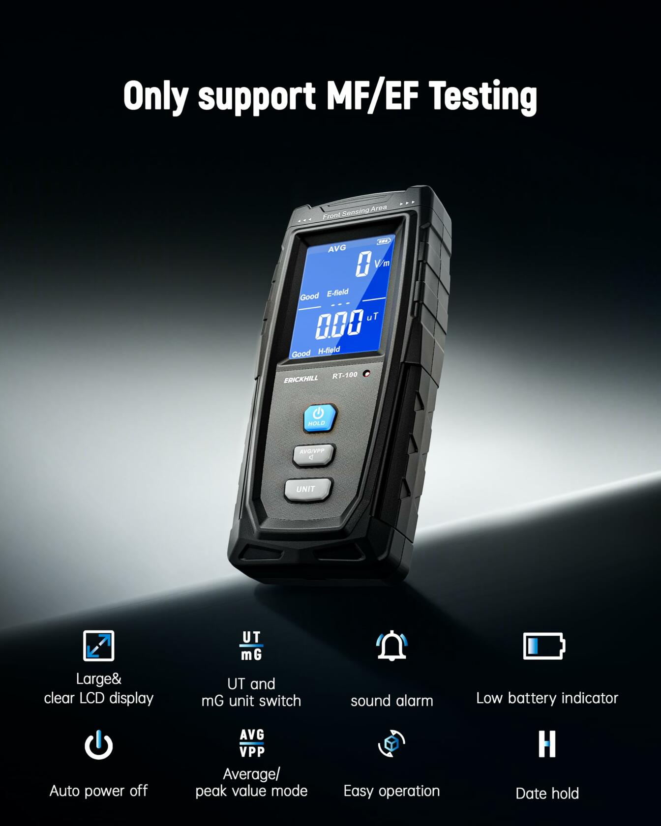 ERICKHILL EMF Meter, Detects Electric and Magnetic Fields, Handheld Digital EMF