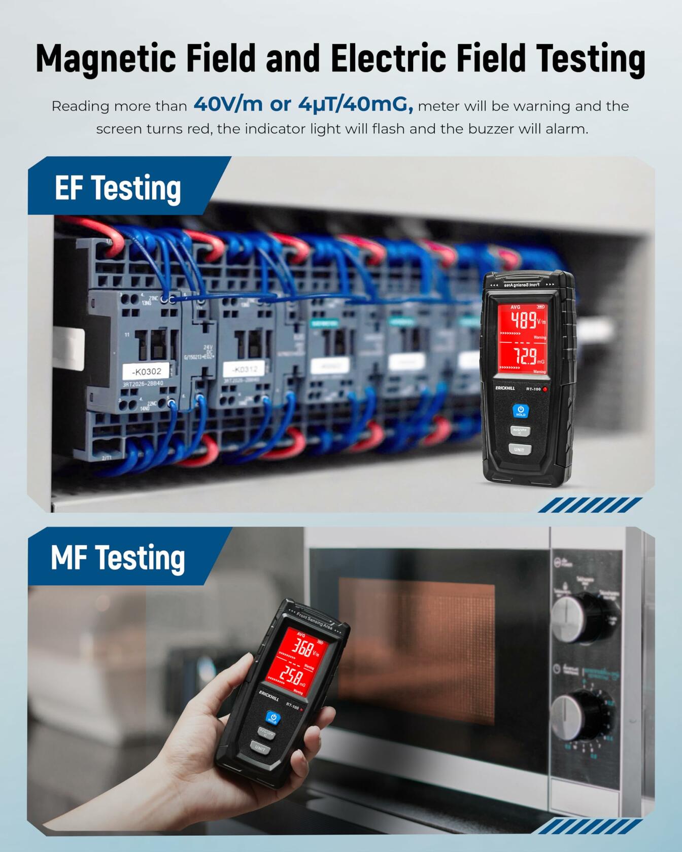 ERICKHILL EMF Meter, Detects Electric and Magnetic Fields, Handheld Digital EMF