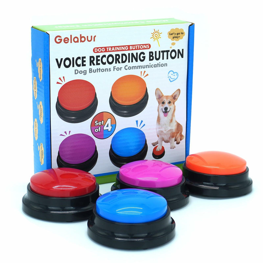 Open Box - Gelabur Set of 4 Dog Buttons for Communication, Voice Recordable