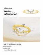 Mameloly Wedding Bands for Women Pear & Round Shaped CZ 14K Gold Plated Cubic