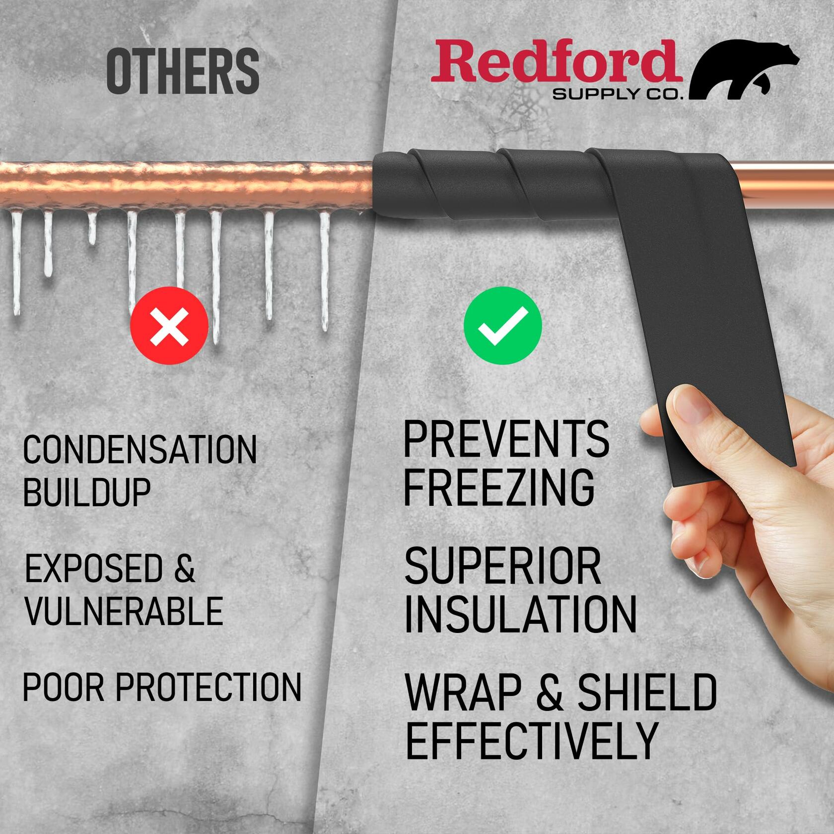 Redford Supply Co. 3 inch x 14 ft, Pipe Insulation, Outdoor Pipe Insulation Wrap