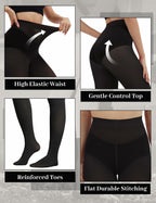 DDOBB 3 Pairs 80D Tights for Women Opaque Black High Waisted Stockings Womens