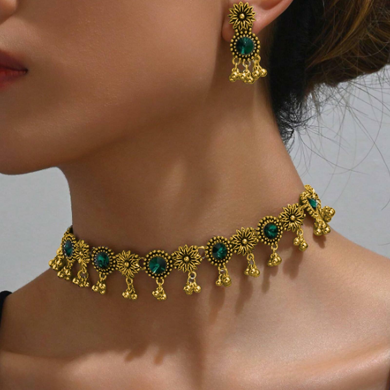 Frodete Indian Jewelry Sets for Women Traditional Bohemian Wedding Jewelry Set