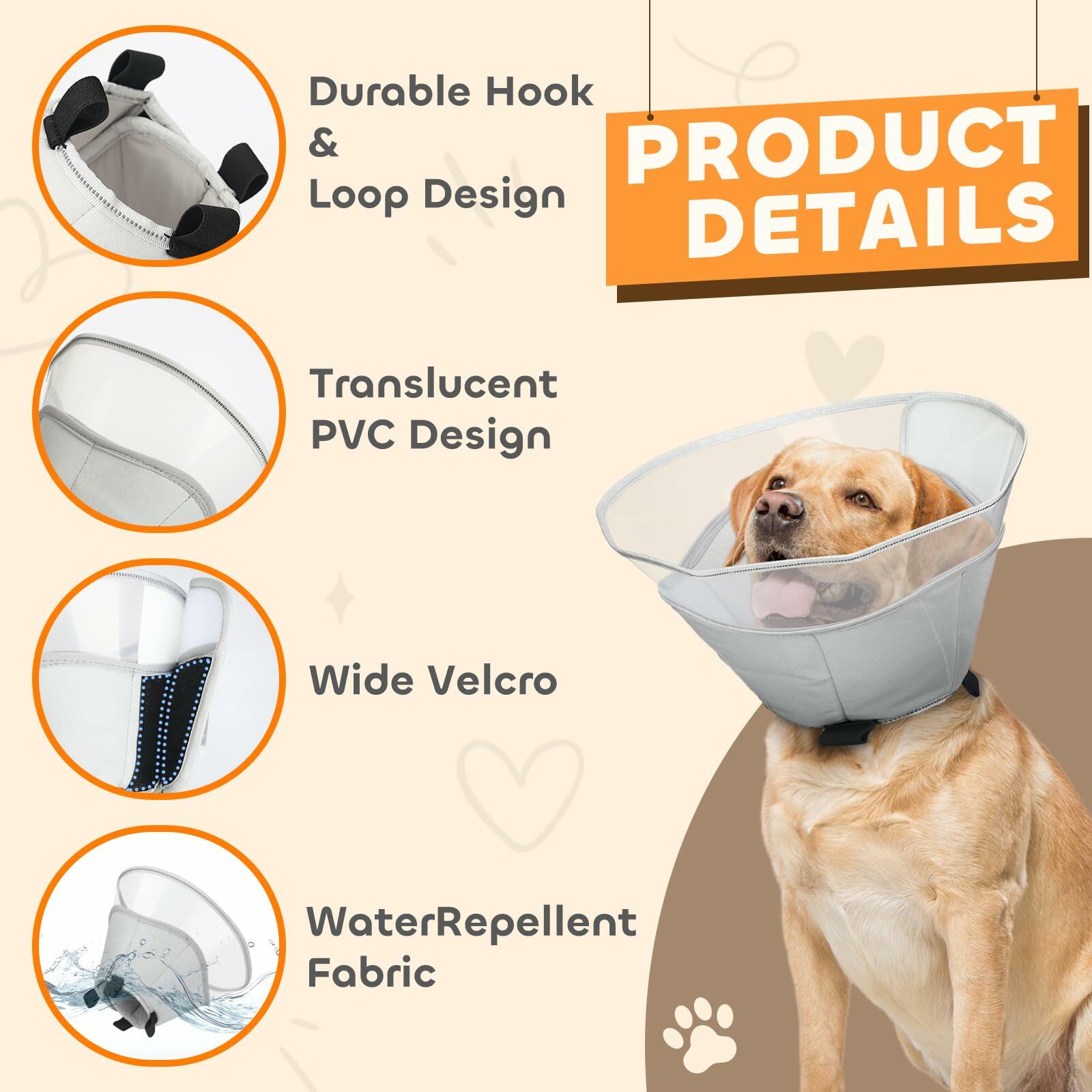 Soft Dog Cone Collar for Large Medium Small Dogs, Adjustable Cones for Dogs to