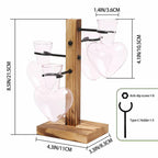 CYZglass Plant Terrarium Propagation Stations with Wooden Stand, Glass Vase for