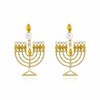 Hanukkah Earrings for Women Pearl Menorah Earrings Stud Jewish Holiday Jewelry
