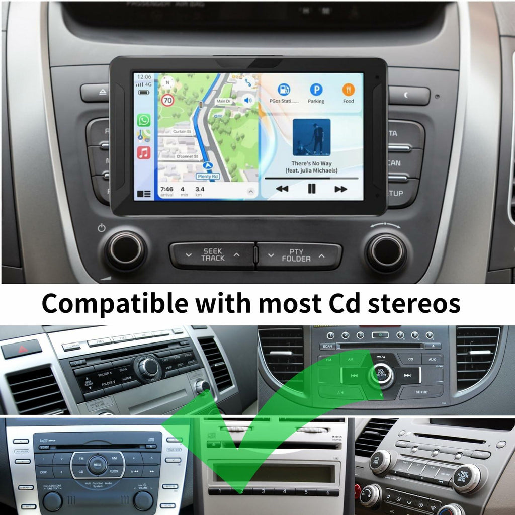 Epronic CD Slot Mount for Carplay Screen 17mm Ball Adapter with 4-Button Lock