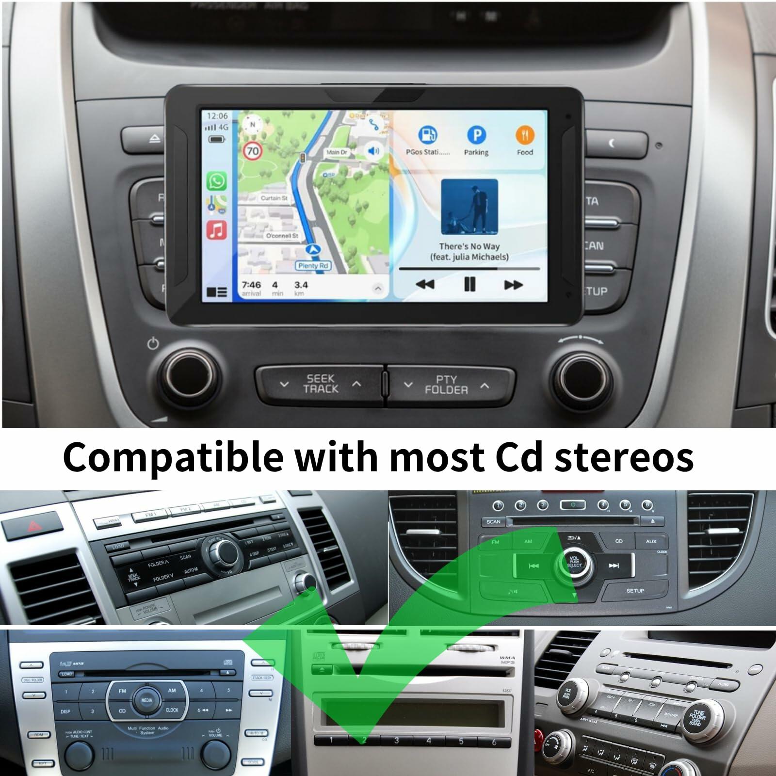 Epronic CD Slot Mount for Carplay Screen 17mm Ball Adapter with 4-Button Lock