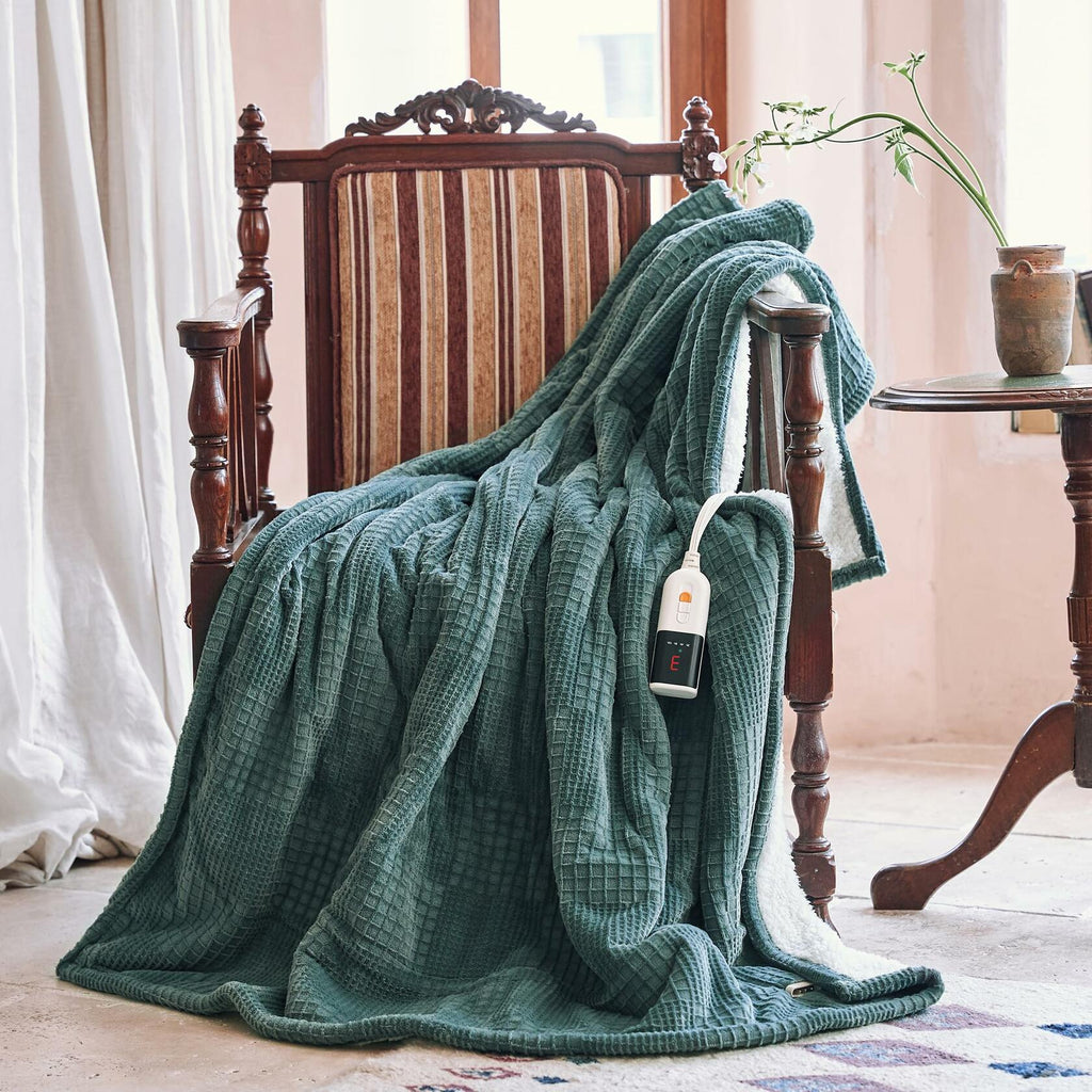 Texciting Heated Blanket Electric Blanket Throw 50''X60''-Heating Throw with 9