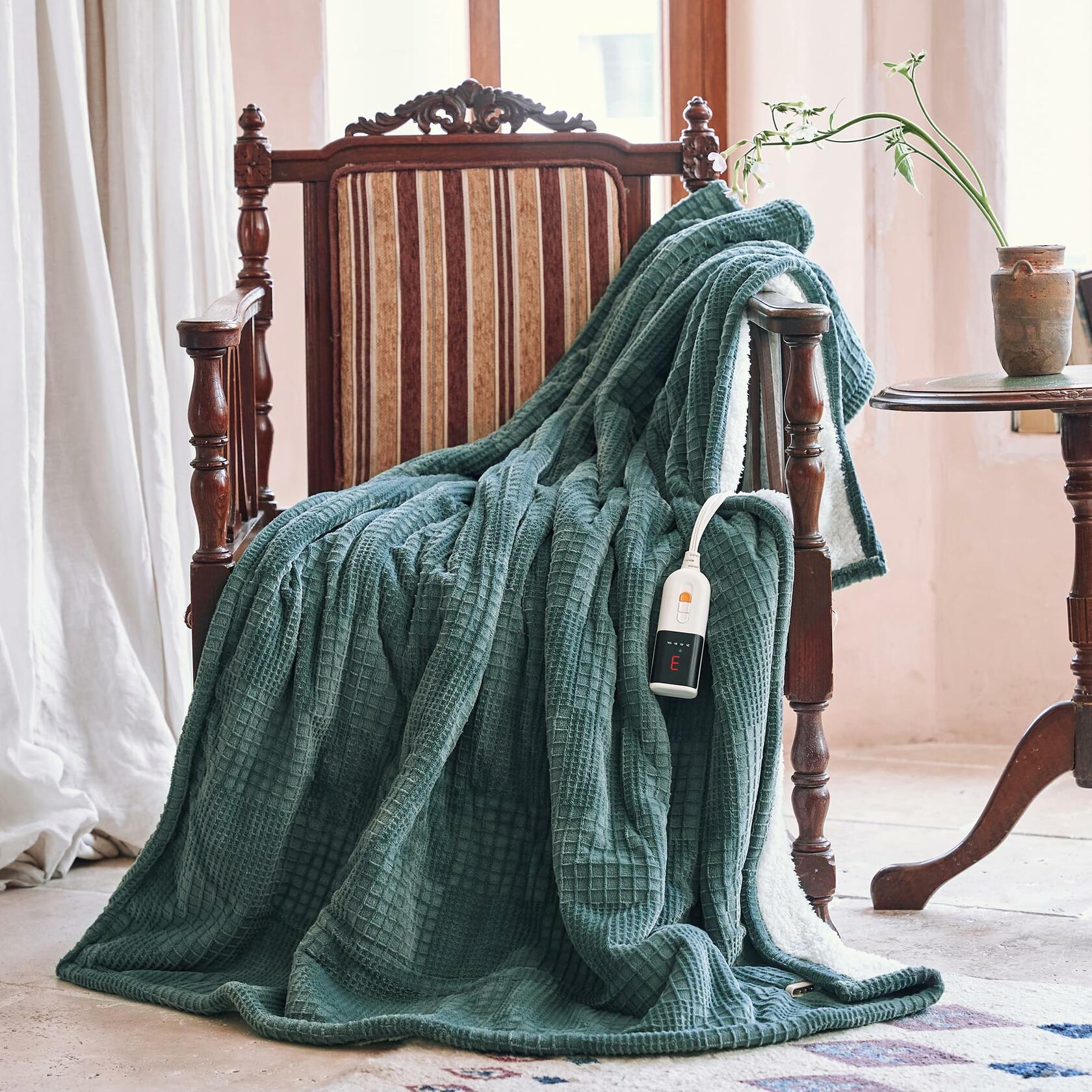 Texciting Heated Blanket Electric Blanket Throw 50''X60''-Heating Throw with 9