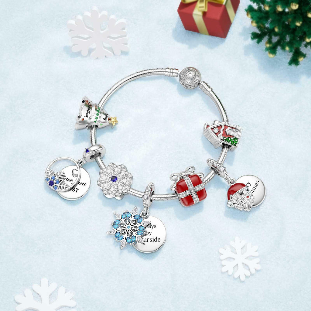 SEVENWELL Red Enamel Box Charms for Bracelet, 925 Sterling Silver Sparkly CZ
