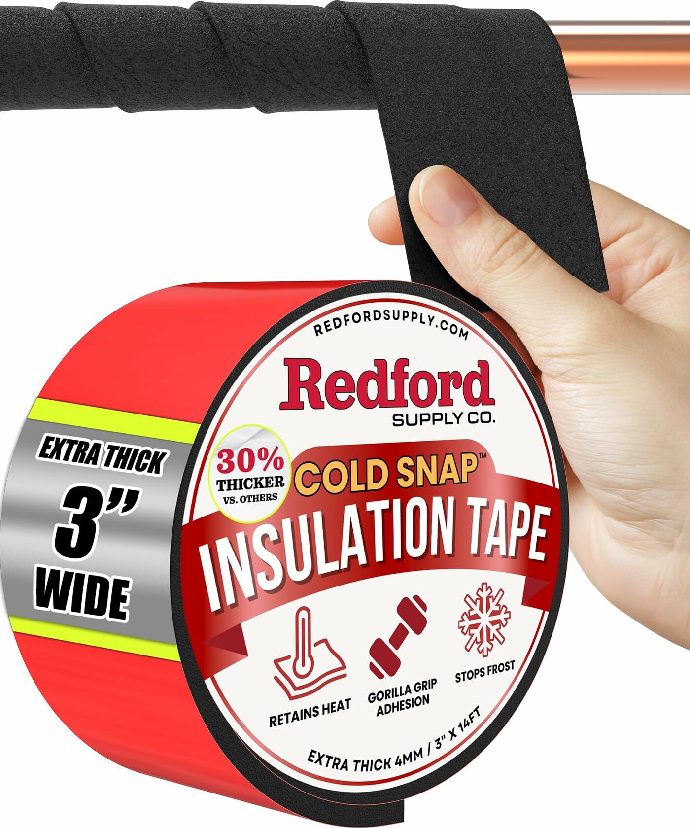 Redford Supply Co. 3 inch x 14 ft, Pipe Insulation, Outdoor Pipe Insulation Wrap