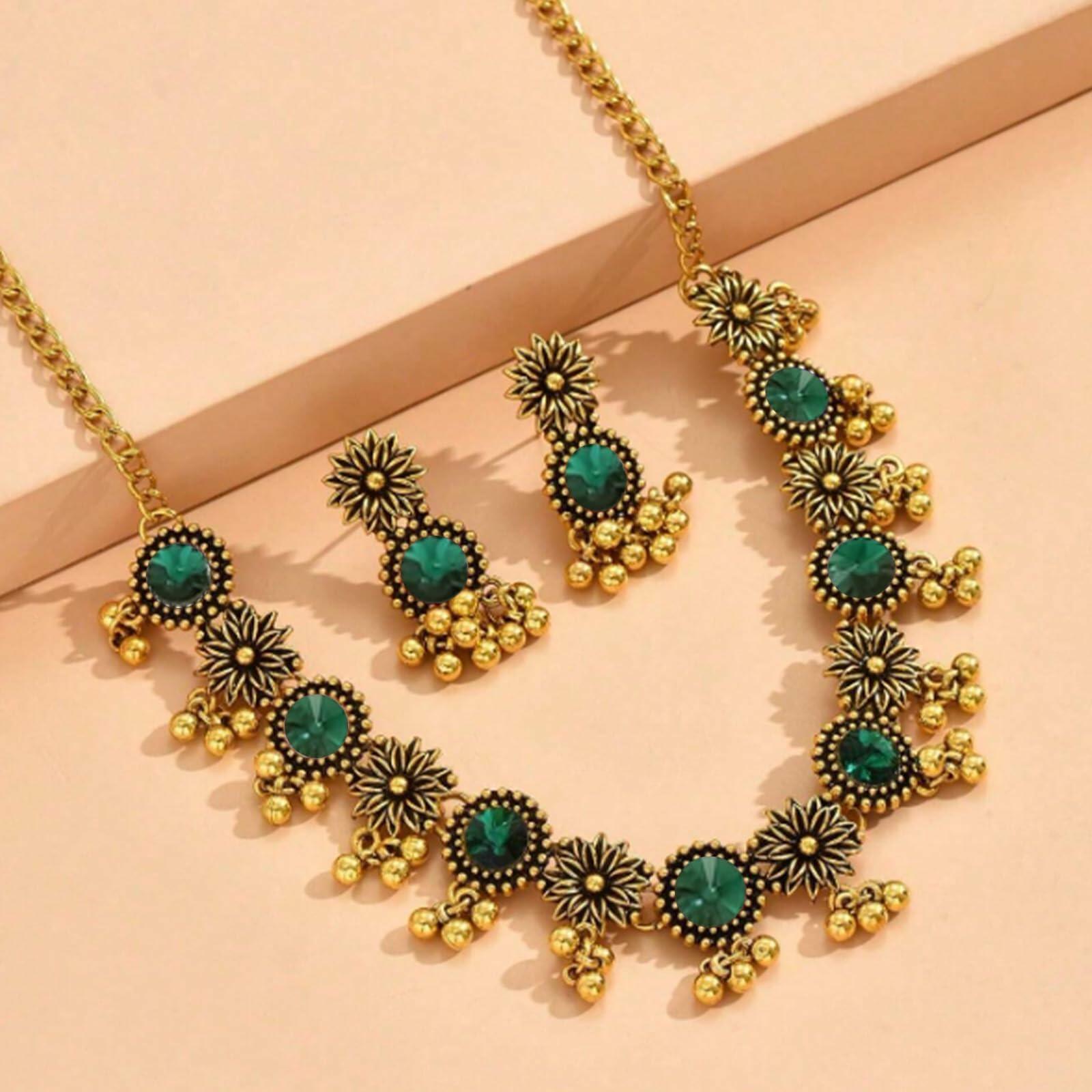 Frodete Indian Jewelry Sets for Women Traditional Bohemian Wedding Jewelry Set