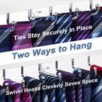 Tie Rack Wall Mounted, Belt Rack Tie Organizer for Men with 20 Storage Hooks,