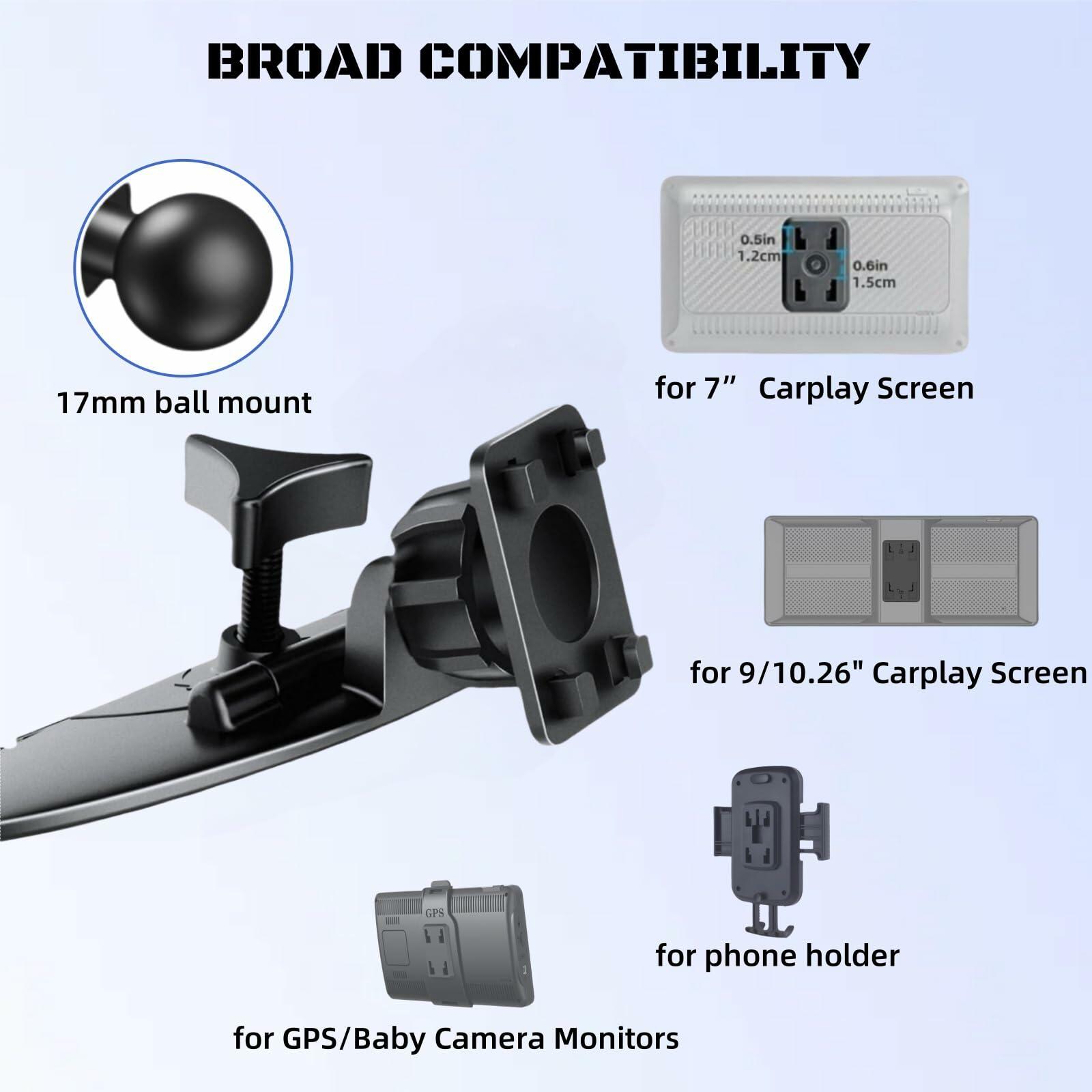 Epronic CD Slot Mount for Carplay Screen 17mm Ball Adapter with 4-Button Lock
