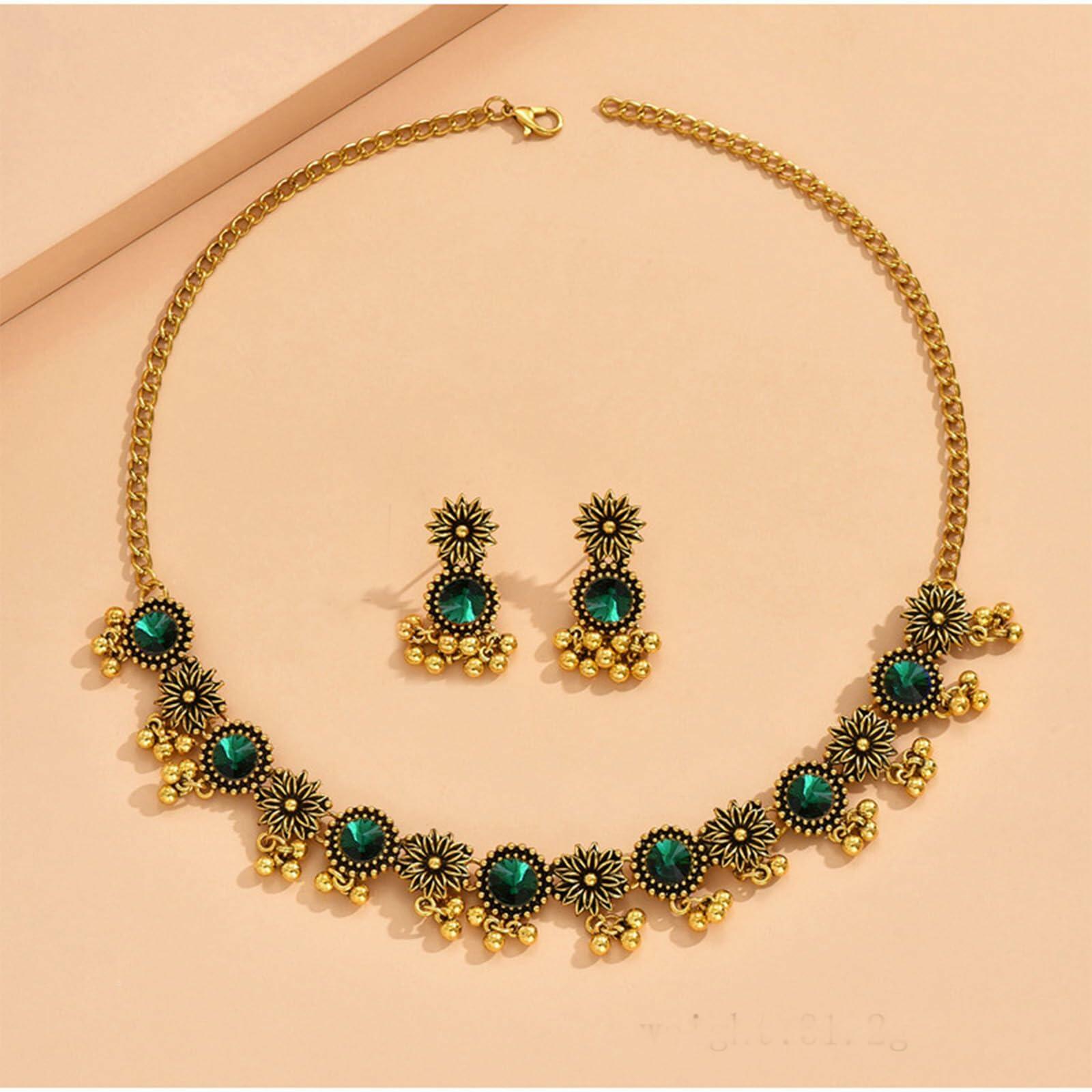 Frodete Indian Jewelry Sets for Women Traditional Bohemian Wedding Jewelry Set