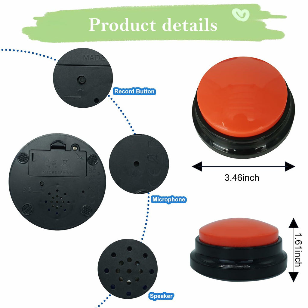 Open Box - Gelabur Set of 4 Dog Buttons for Communication, Voice Recordable