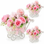 Fiwochic 3 Pack Rattan Baby Carriage Floral Arrangement with Bouquet Baby Shower