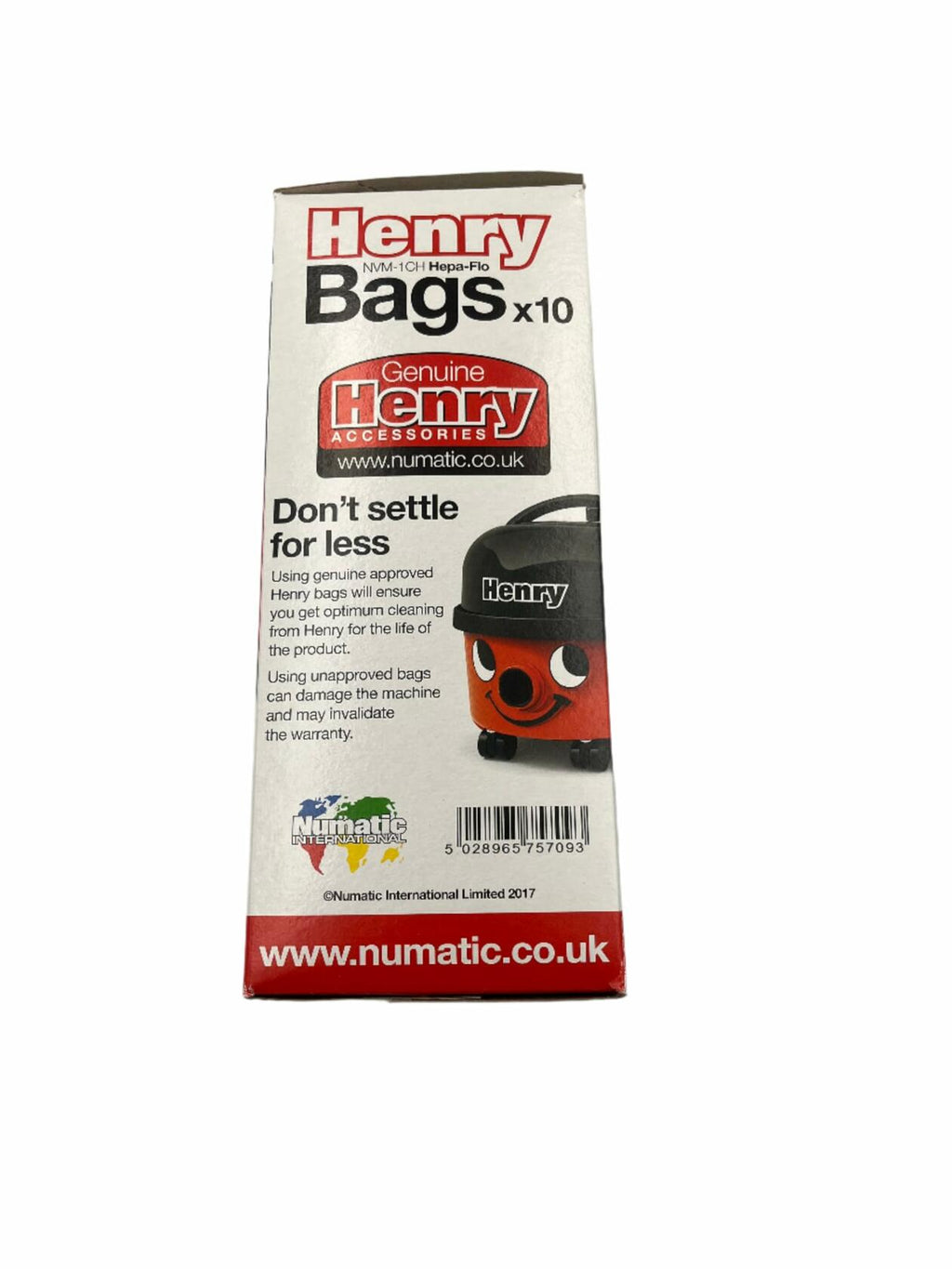 Pack of 10 Numatic NVM-1CH Numatic Henry and James Cleaner Bags