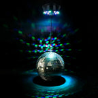 Meagoo Disco Ball with Motor and Light, 8" Hanging Mirror Ball and 6RPM