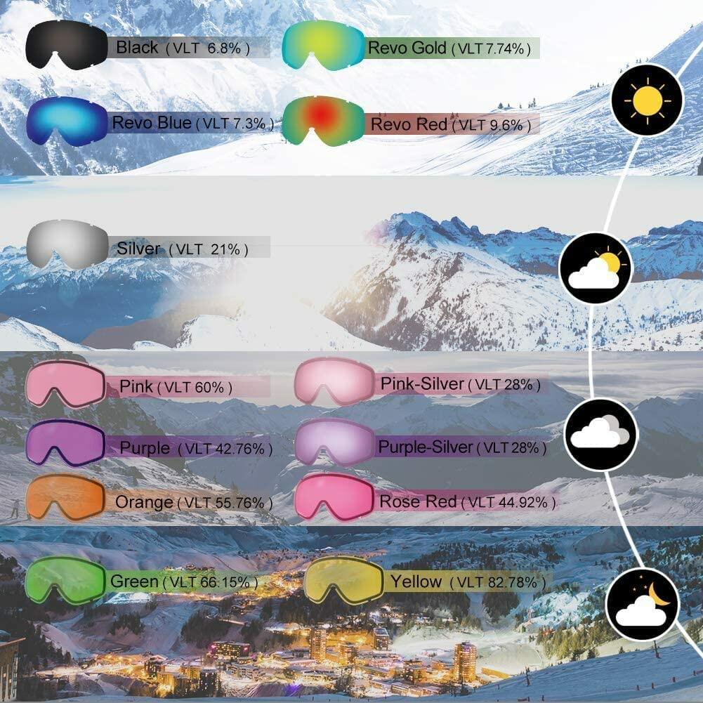 findway Ski Goggles OTG - Over Glasses Snow/Snowboard Goggles for Men, Women &