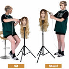 Klvied Reinforced Wig Stand Tripod Mannequin Head Stand, Adjustable Holder for