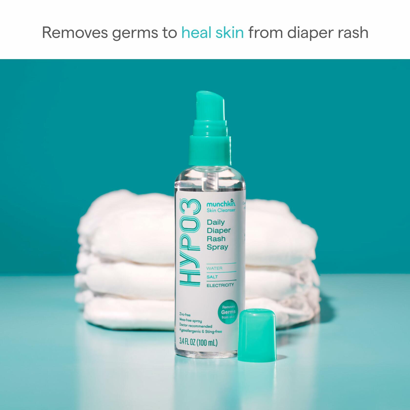 Munchkin HYP03 Diaper Rash Hypochlorous Acid Spray for Face and Body, Removes