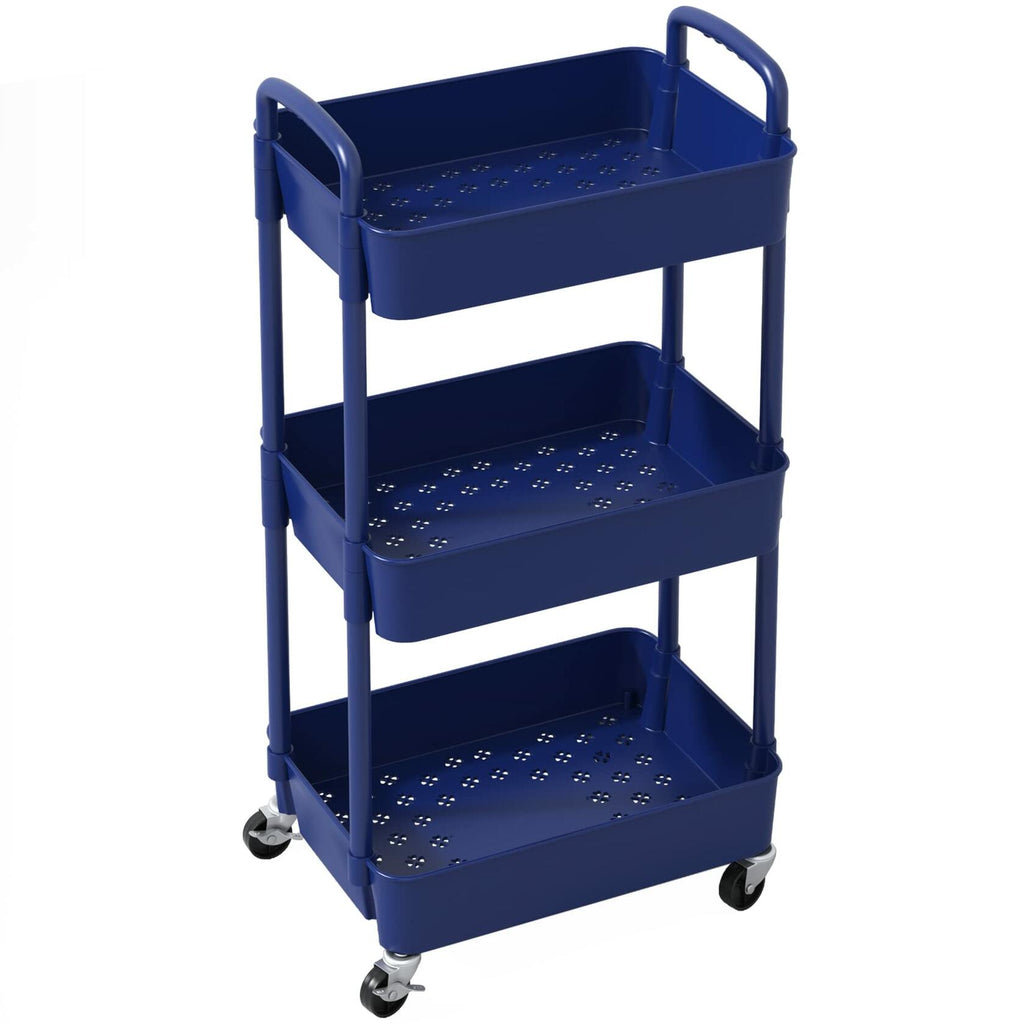 Sywhitta 3-Tier Plastic Rolling Utility Cart with Handle, Multi-Functional