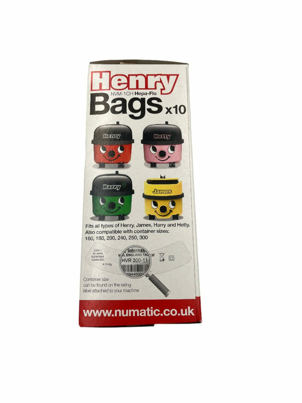 Pack of 10 Numatic NVM-1CH Numatic Henry and James Cleaner Bags