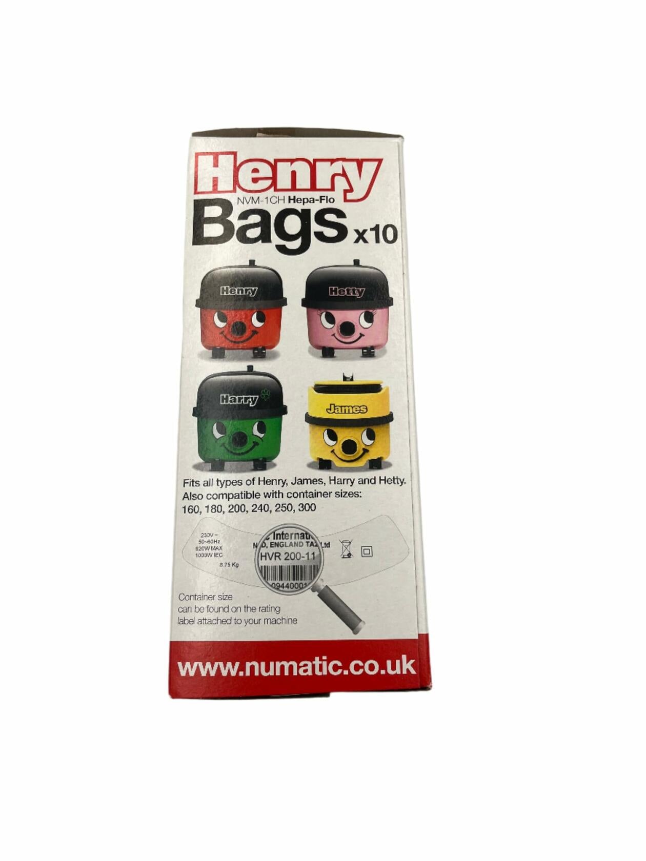 Pack of 10 Numatic NVM-1CH Numatic Henry and James Cleaner Bags