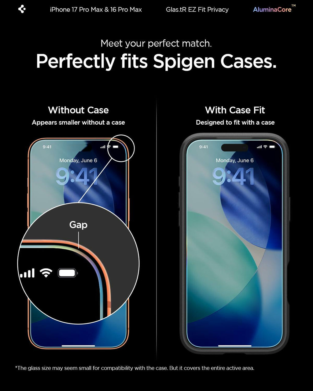 Spigen AluminaCore Tempered Glass Screen Protector [Glas.tR EZ Fit - Privacy]