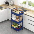 Sywhitta 3-Tier Plastic Rolling Utility Cart with Handle, Multi-Functional