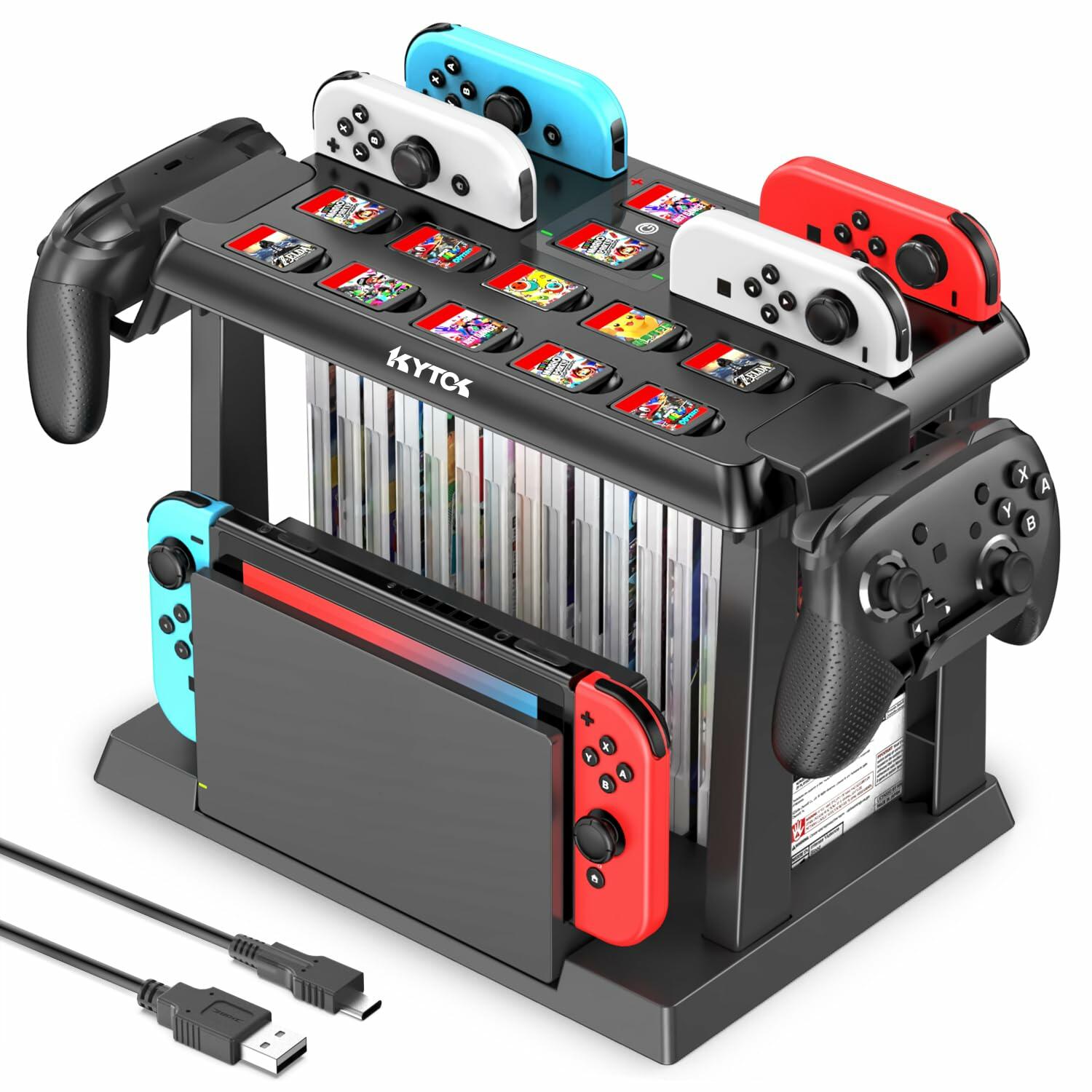 Switch Organizer Station with Controller Charger, Charging Dock for Nintendo