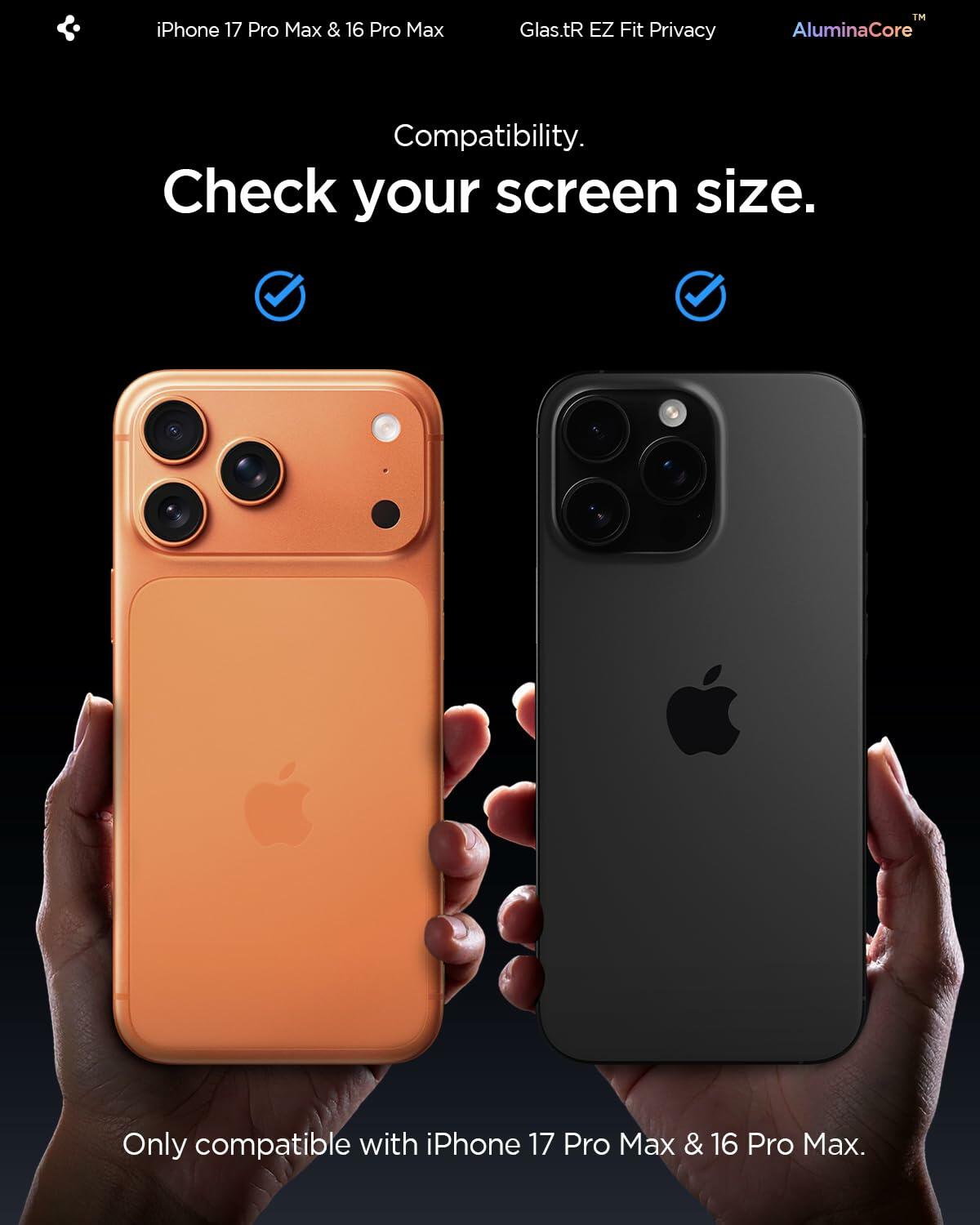 Spigen AluminaCore Tempered Glass Screen Protector [Glas.tR EZ Fit - Privacy]