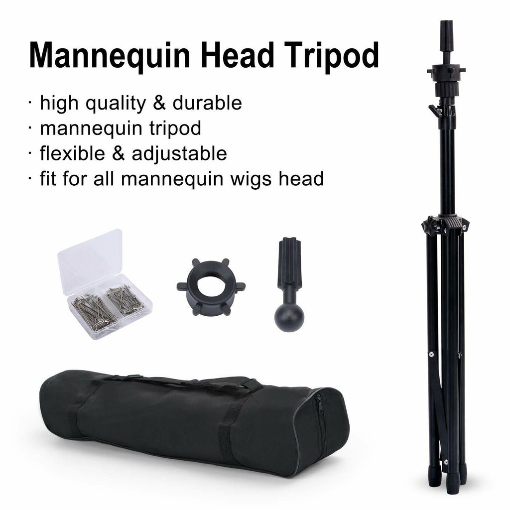 Klvied Reinforced Wig Stand Tripod Mannequin Head Stand, Adjustable Holder for