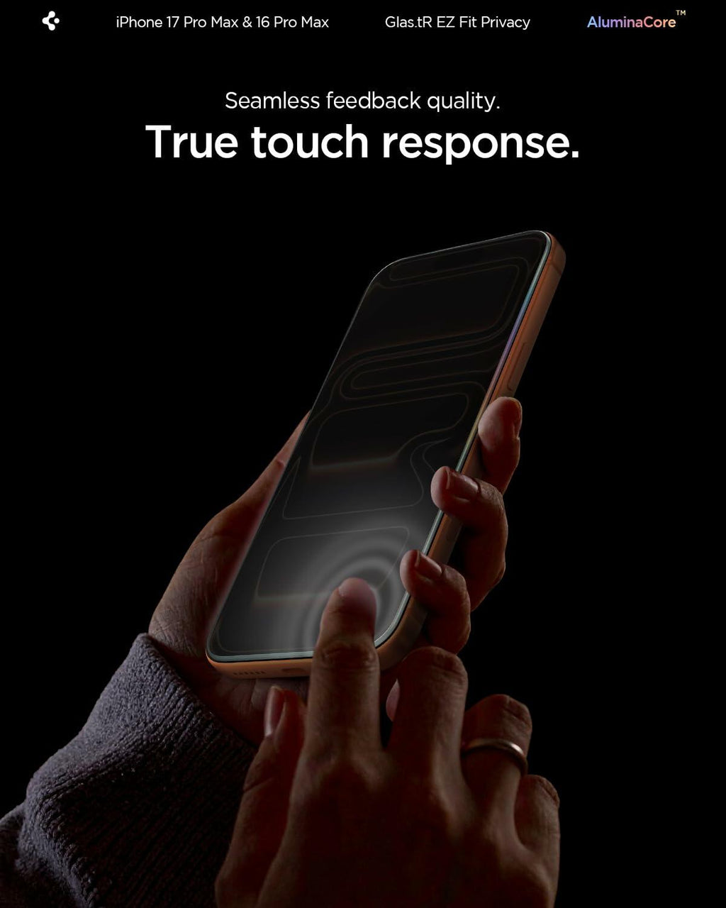 Spigen AluminaCore Tempered Glass Screen Protector [Glas.tR EZ Fit - Privacy]