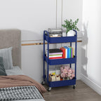 Sywhitta 3-Tier Plastic Rolling Utility Cart with Handle, Multi-Functional